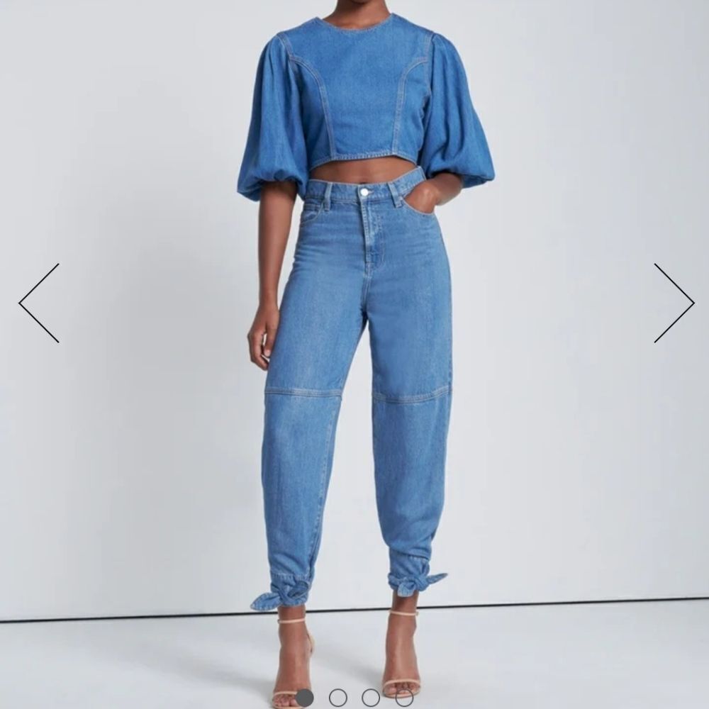 7 FOR ALL MANKIND tapered ankle tulip tie jean